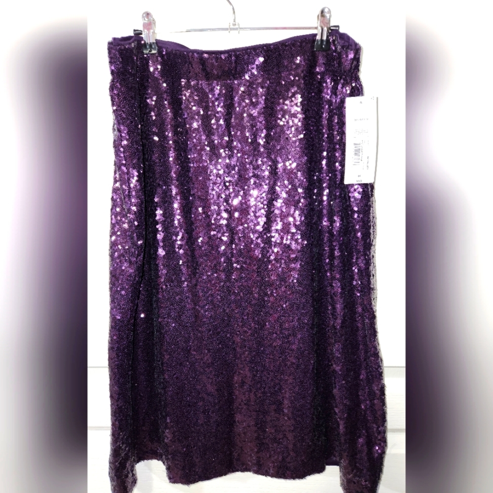 Liz Claiborne Purple Sequin Midi Skirt